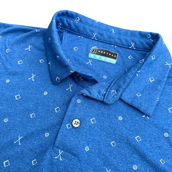PGA Tour Other - PGA Tour Mens XL Blue Heathered Golf Polo Shirt Short‎ Sleeve Geometric Print